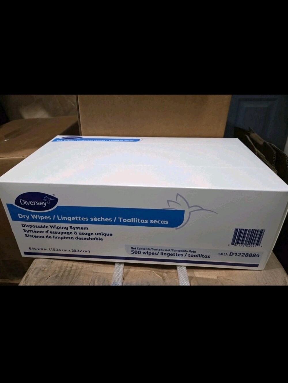Diversey Dry Wipes - Unopened Box of 500 Wipes
